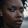Black lady portrait with blue eyes 3D