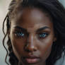 Black lady portrait with blue eyes 3D