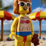 lego character in bikini on beach digital 3D