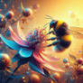 Bumblebee on a flower digital illustration
