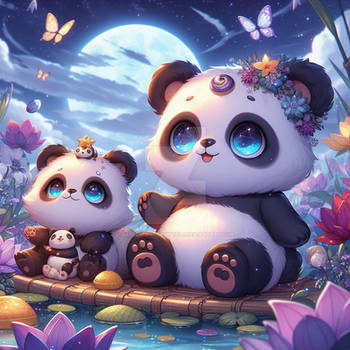 Chibified panda digital illustration cute