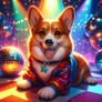 Corgi at disco dancing digital illustration dog