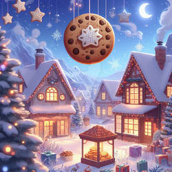 Cookie in winter digital illustration