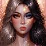 Glitter girl two halves portrait digital illustrat