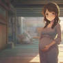 Pregnant anime digital illustration