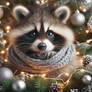 Christmas raccoon digital illustration