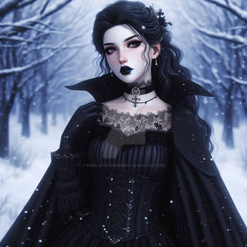 Gothic girl portrait digital illustration