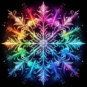 RGB rainbow snowflake digital illustration