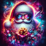 Cool neon santa christmas digital illustration