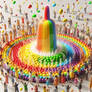 Skittles fountain digital illustration