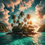 Tropical beach summer sea digital illustration