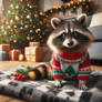 Raccoon Christmas sweater digital illustration