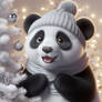 Sweet christmas panda digital illustration
