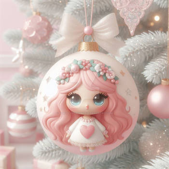 Girly cute white ornament christmas digital illust