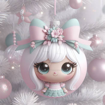 Girly cute white ornament christmas digital illust