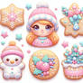 Pastel girly cookie christmas digital illustration