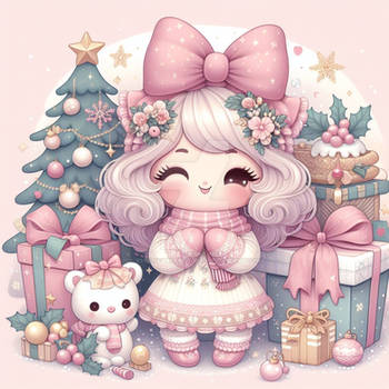 Pastel girly cookie christmas digital illustration