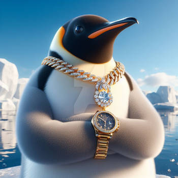 Ice cool penguin digital illustration