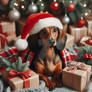 Dachshund christmas dog digital illustration