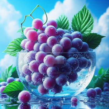 Grapes on ice digital illustration