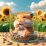 Hamster in cage water spring digital illustration
