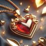 Gold pendant with heart digital illustration