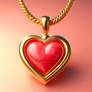 Gold pendant with heart digital illustration