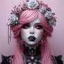 Gothic girl pink hair portrait digital illustratio