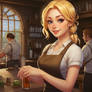 Tavern worker babe model digital illustration