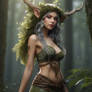 Forest elf in lingerie model babe digital illustra