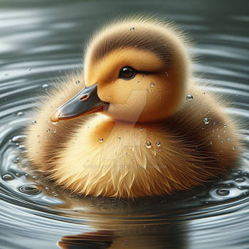 Sweet fluffy ducky digital illustration