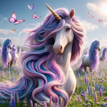 Pastel rainbow unicorn digital illustration