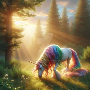 Pastel rainbow unicorn digital illustration