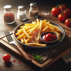 Fries on plate digital illustration