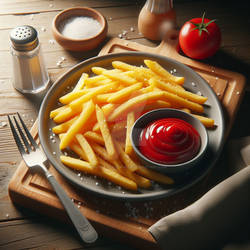 Fries on plate digital illustration