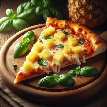 Pineapple pizza food digital illustration