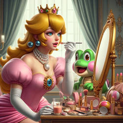 Princess peach does her makeup 3D