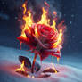 Rose on fire winter nature digital illustration