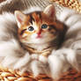 Kitten on fluffy pillow digital illustration