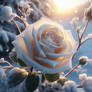 White rose in winter digital illustration