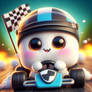 Marshmellow in kart racing digital illustration