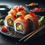 Sushi on a plate digital illustration