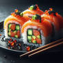 Sushi on a plate digital illustration