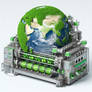 Green world machine generator digital illustration