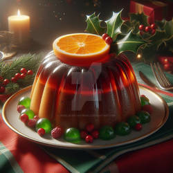 Christmas pudding decorated digital illustration