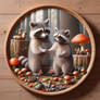 Raccoon couple cute animals digital illustration