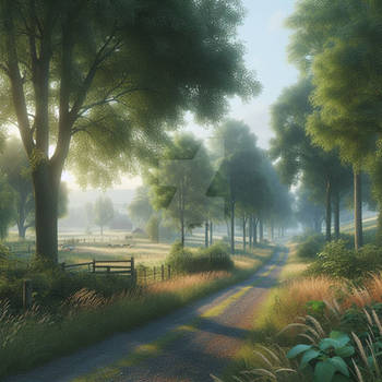 Countryside road nature digital illustration