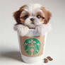 Pup in a cup digital illustration cute