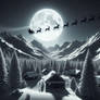 Christmas santa sleigh winter digital illustration