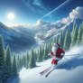 Christmas santa sleigh winter digital illustration